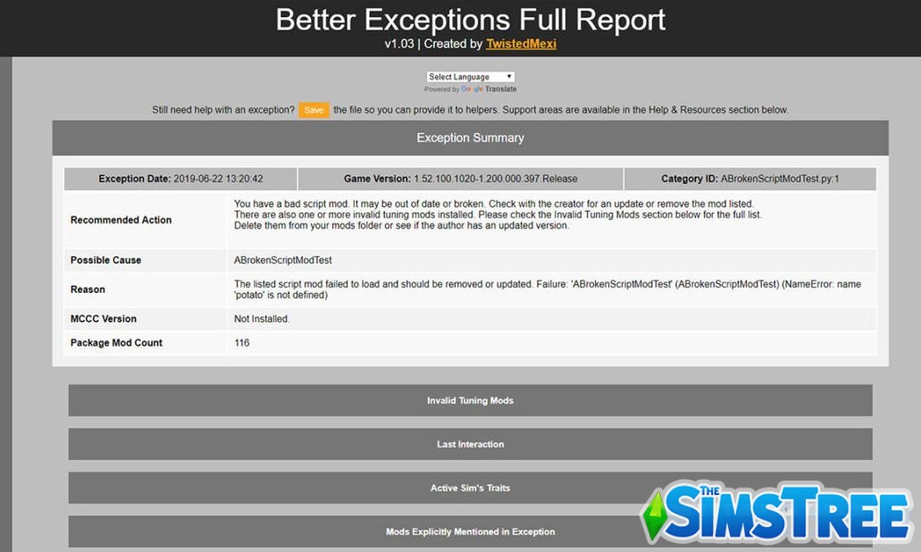 Мод Sims 4 Better Exceptions: исправляйте игровые конфликты как профессионалы